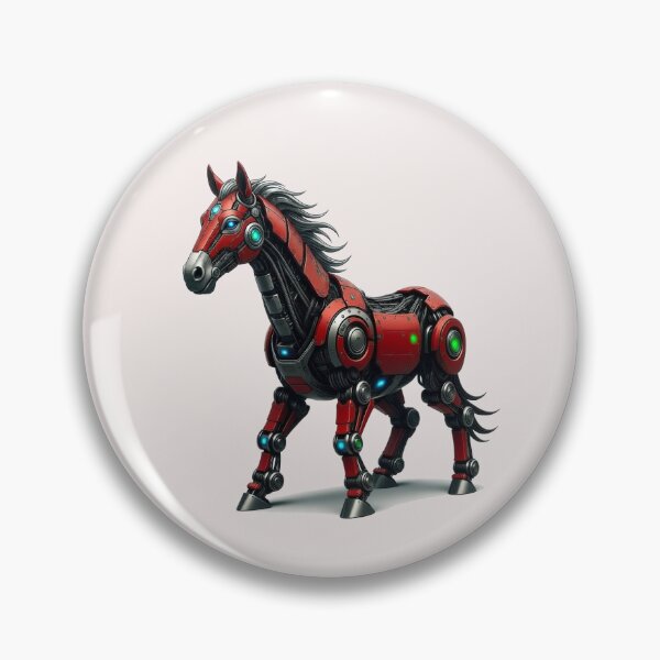 Item preview, Futuristic Red Robotic Horse with Cyber Armor designed and sold by zohocreations.