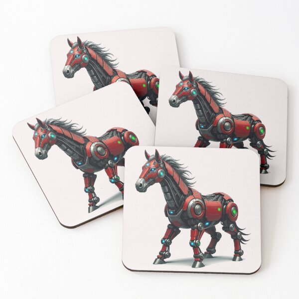 Item preview, Futuristic Red Robotic Horse with Cyber Armor designed and sold by zohocreations.