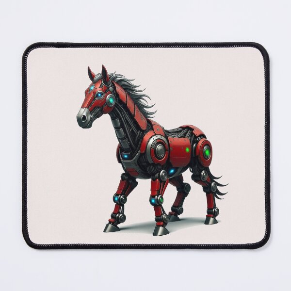 Item preview, Futuristic Red Robotic Horse with Cyber Armor designed and sold by zohocreations.