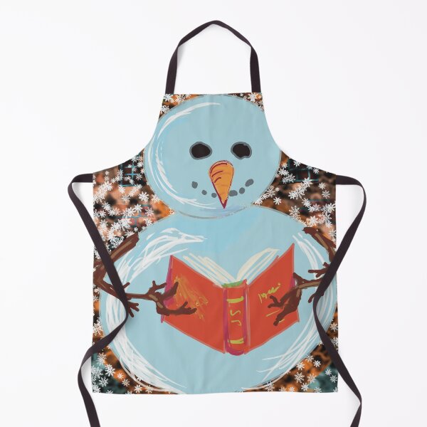 Item preview, Winter snow scene snowman reading a book in front of a cottage designed and sold by empressbat merch.
