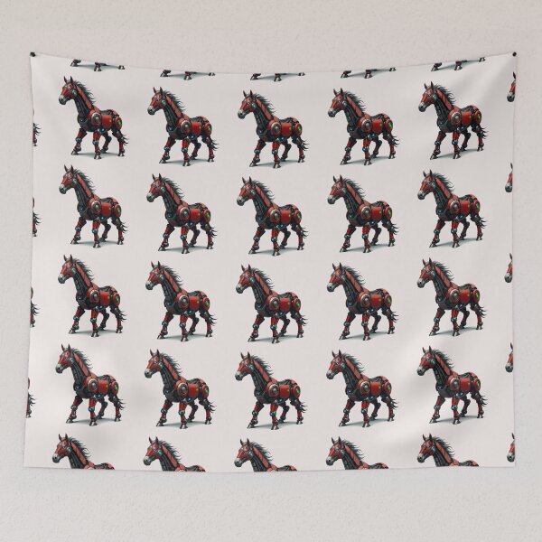 Item preview, Futuristic Red Robotic Horse with Cyber Armor designed and sold by zohocreations.