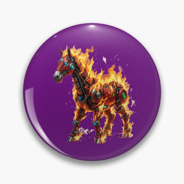Item preview, Flaming Futuristic Robotic Horse Cyber Fire Beast designed and sold by zohocreations.