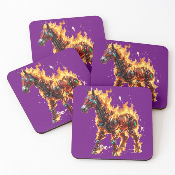 Item preview, Flaming Futuristic Robotic Horse Cyber Fire Beast designed and sold by zohocreations.