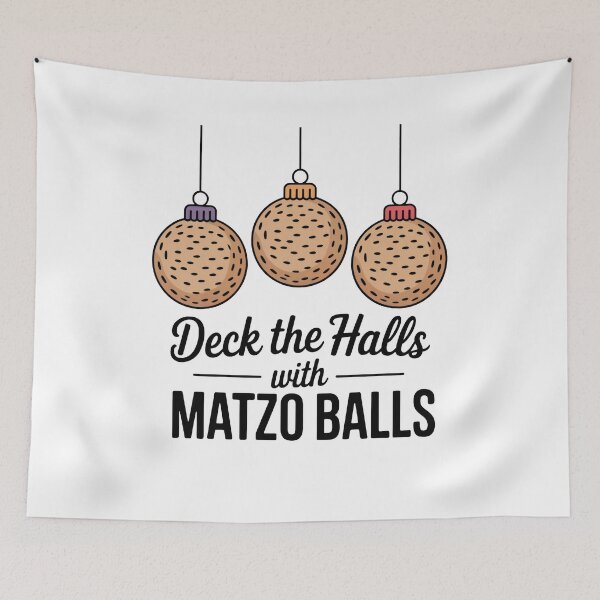 Item preview, Matzo Ball Ornament Set – Jewish Holiday Chanukah Hannukah Festival Humor “Deck The Halls with Matzo Balls” designed and sold by WSPrintCrafter.