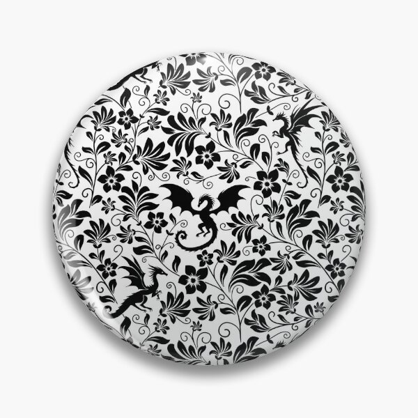 Item preview, Floral Dragon Silhouette Pattern – Fantasy Botanical Vines Design designed and sold by WildLakePatterns.