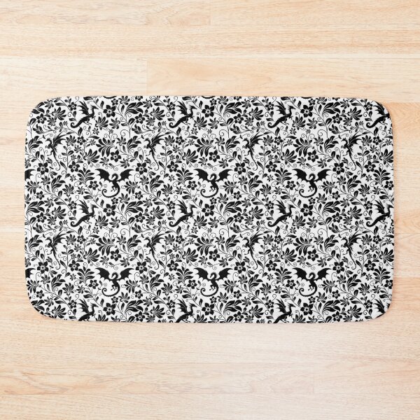 Item preview, Floral Dragon Silhouette Pattern – Fantasy Botanical Vines Design designed and sold by WildLakePatterns.