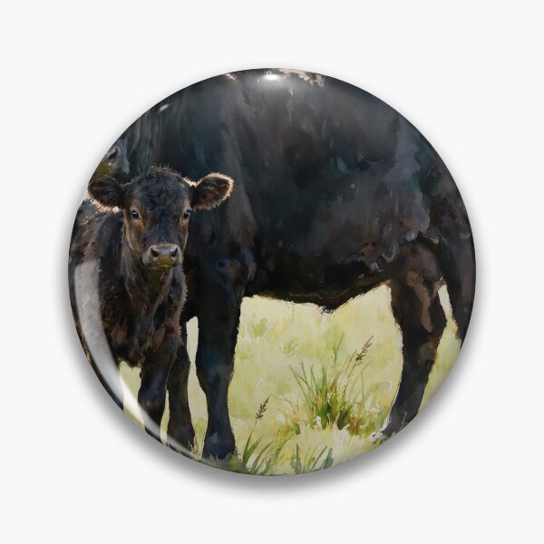 Item preview, Black Angus Cow & Calf Study B In Watercolors designed and sold by Oldetimemercan.