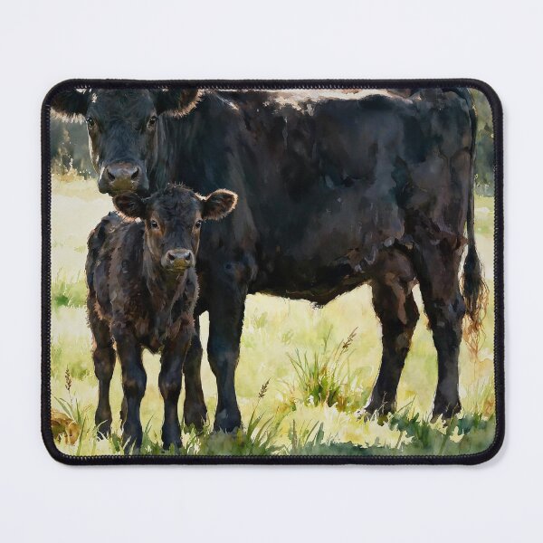 Item preview, Black Angus Cow & Calf Study B In Watercolors designed and sold by Oldetimemercan.