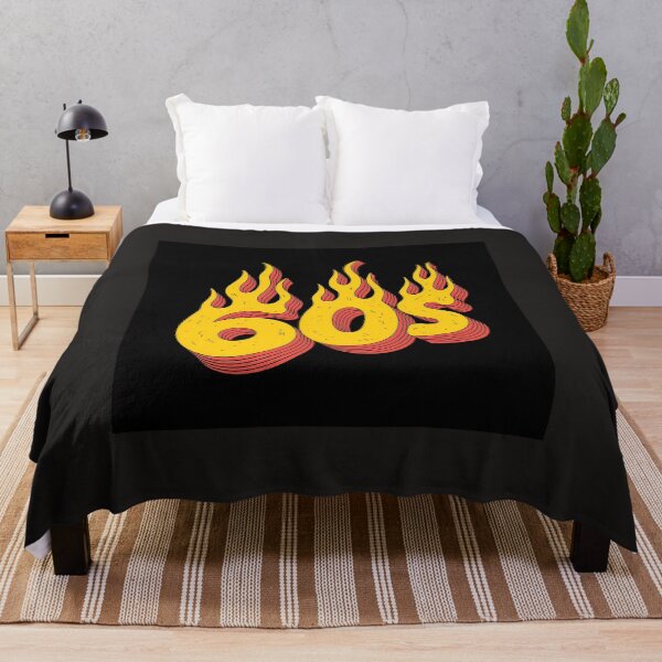 Item preview, Vibrant illustration of stylized flames forming the text 60s in yellow and red designed and sold by Koolzilla.