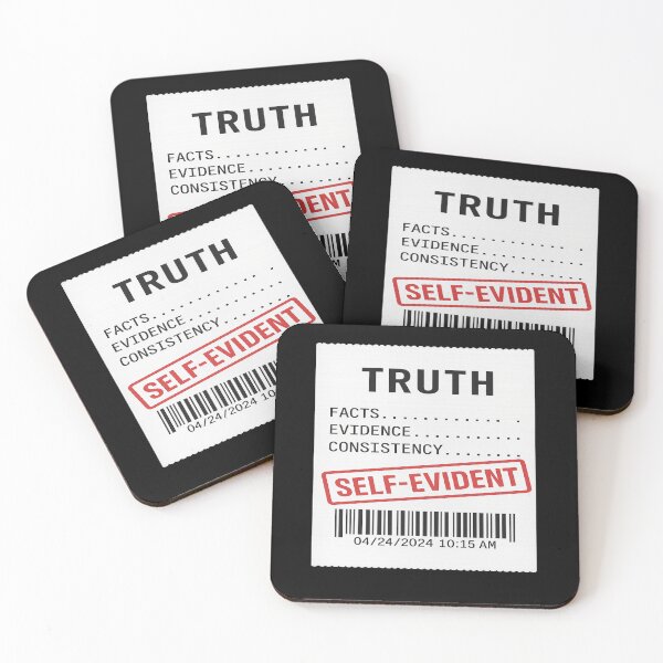 Item preview, TRUTH Receipt Tee – Facts Evidence Consistency – SELF-EVIDENT Stamp designed and sold by POD DYNASTY.