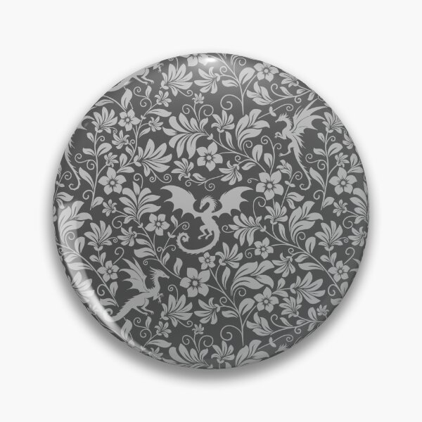 Item preview, Floral Dragon Silhouette Pattern – Fantasy Botanical Vines Design in Grey designed and sold by WildLakePatterns.