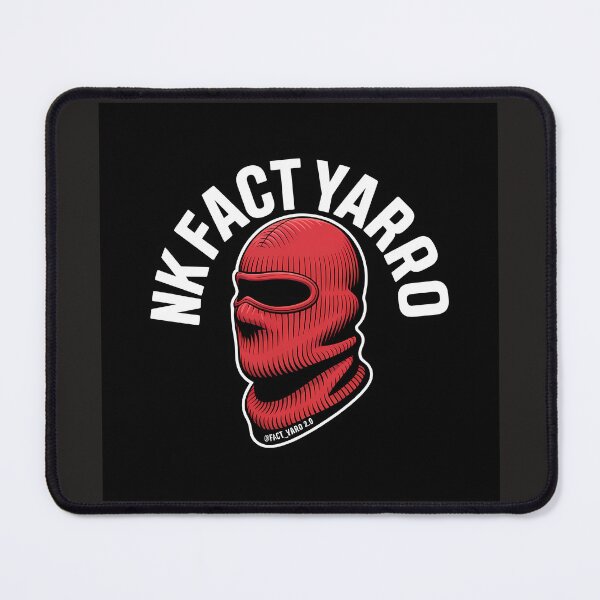 Item preview, Red ski balaclava with nk fact yarro text on black background designed and sold by Koolzilla.