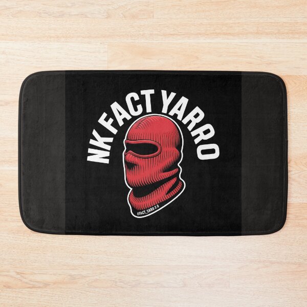 Item preview, Red ski balaclava with nk fact yarro text on black background designed and sold by Koolzilla.