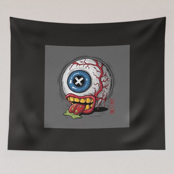 Item preview, Cartoon illustration of a creepy eyeball with a huge toothy mouth and green goo designed and sold by Koolzilla.