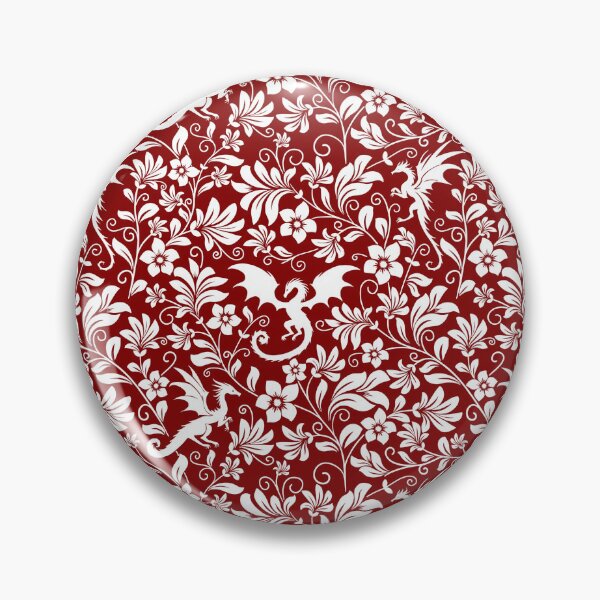Item preview, Floral Dragon Silhouette Pattern – Fantasy Botanical Vines Design in Red designed and sold by WildLakePatterns.