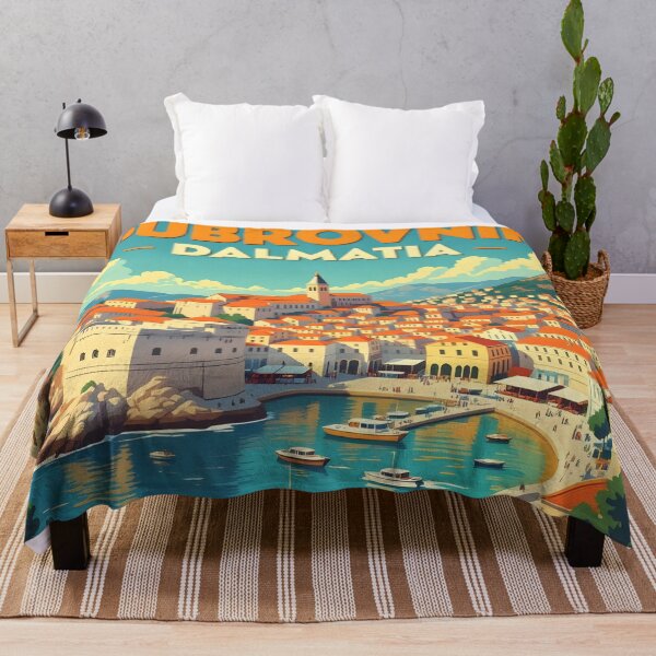 Item preview, Dubrovnik, Croatia: Vintage-Style Painterly Travel Poster designed and sold by LSVart.