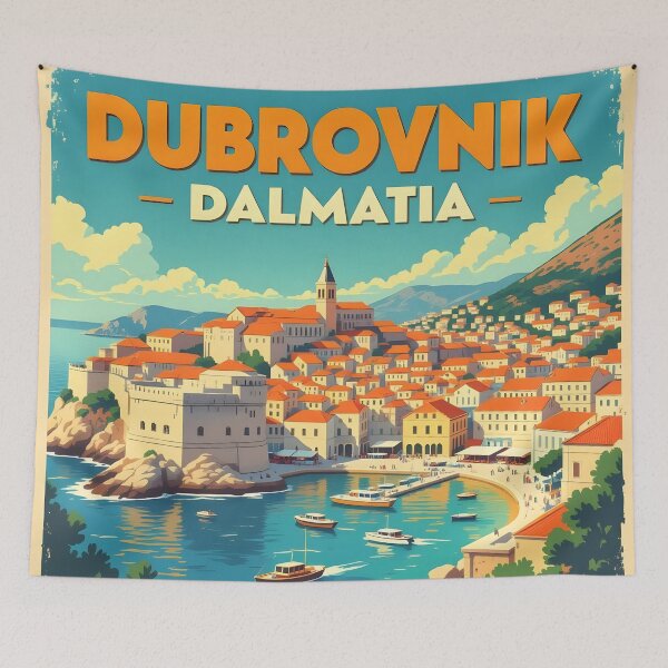 Item preview, Dubrovnik, Croatia: Vintage-Style Painterly Travel Poster designed and sold by LSVart.