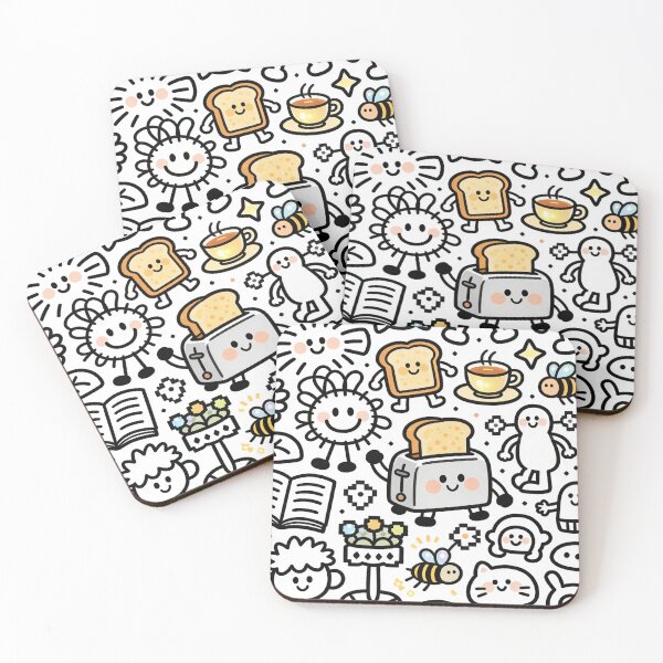 Item preview, Happy Kawaii Toaster and Toast Doodle Pattern | Cozy Morning Breakfast Aesthetic designed and sold by Cherrydora.