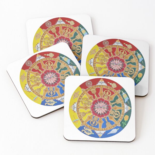 Item preview, Tibetan Buddhist Dharma Wheel - Ashtamangala designed and sold by MycoMystic.