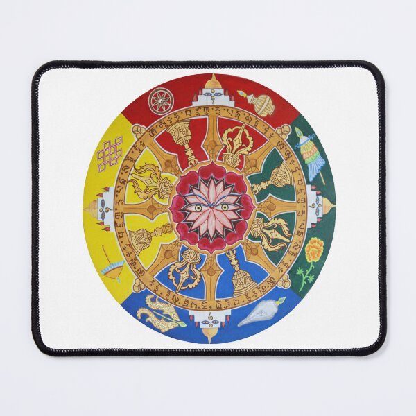Item preview, Tibetan Buddhist Dharma Wheel - Ashtamangala designed and sold by MycoMystic.