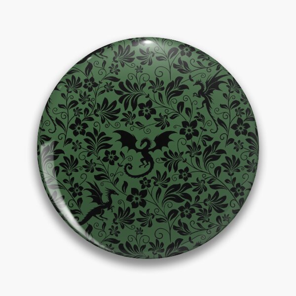 Item preview, Floral Dragon Silhouette Pattern – Fantasy Botanical Vines Design in Green designed and sold by WildLakePatterns.