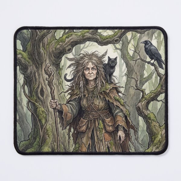 Item preview, Wise witch of the forest  of folklore watercolor artwork illustration designed and sold by Vintage Designs +.