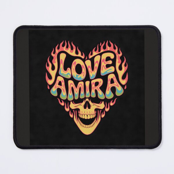 Item preview, Colorful heart shaped skull with love amira text in flames designed and sold by Koolzilla.