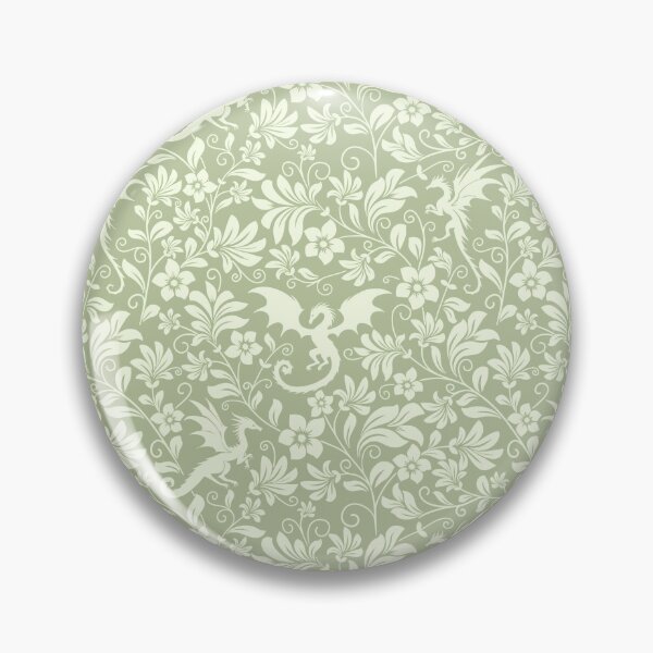 Item preview, Floral Dragon Silhouette Pattern – Fantasy Botanical Vines Design in Sage Green designed and sold by WildLakePatterns.