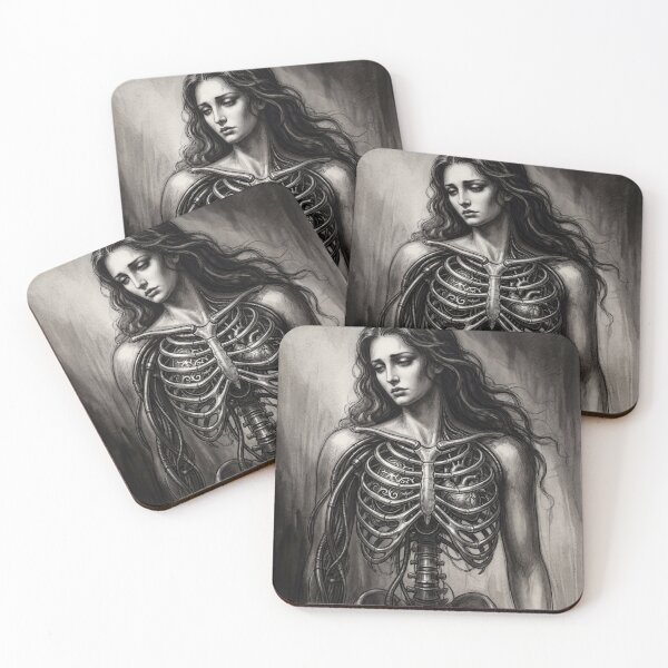 Item preview, Scifi Biomechanical portrait of a beautiful woman pinup art designed and sold by Vintage Designs +.