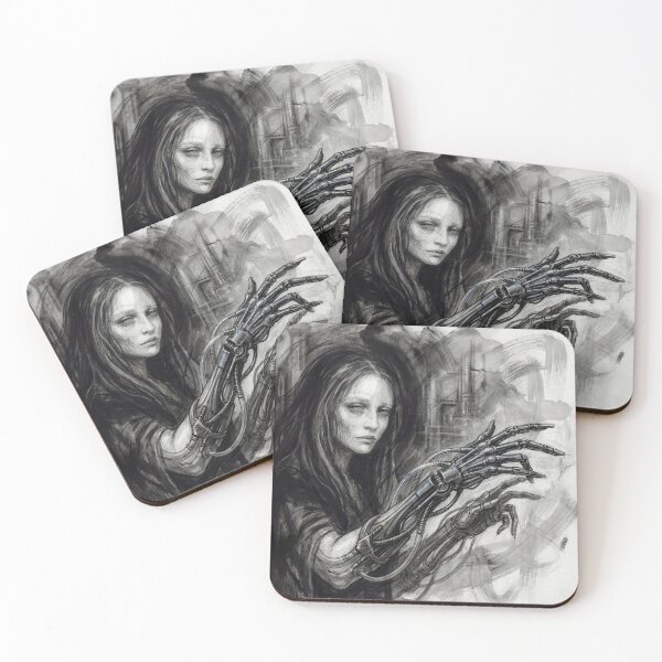 Item preview, Scifi Biomechanical portrait of a beautiful woman pinup art designed and sold by Vintage Designs +.