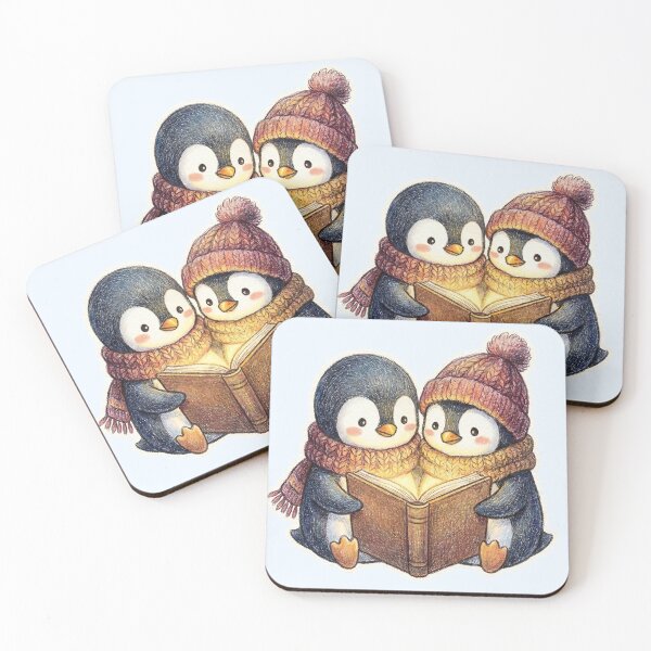 Item preview, Two Cute Penguins Reading a Glowing Magic Book designed and sold by Mora Atelier Designs.