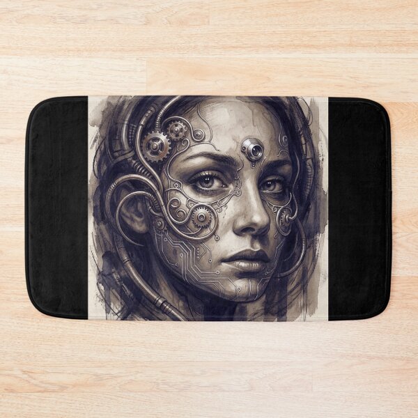 Item preview, Scifi Biomechanical portrait of a beautiful woman pinup art designed and sold by Vintage Designs +.