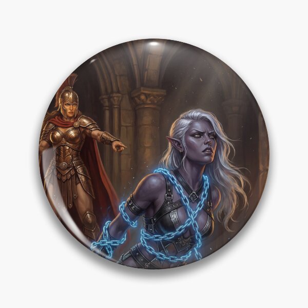 Artikelvorschau, Dunkelelfenkriegerin angekettet in Trotz-Illustration im Fantasy-Kunststil entworfen und verkauft von Vintage Designs +.
