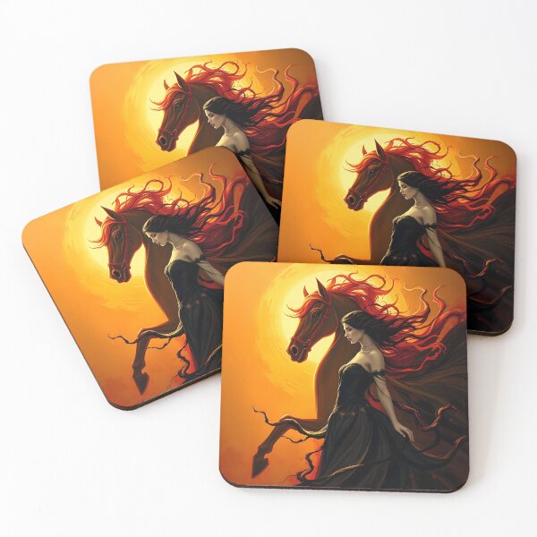 Item preview, Woman and Stallion Golden Hour Dark Elegance Art designed and sold by SolaoLab.