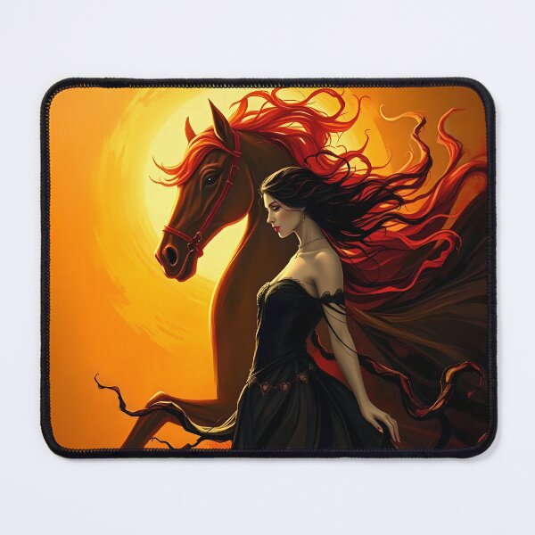 Item preview, Woman and Stallion Golden Hour Dark Elegance Art designed and sold by SolaoLab.