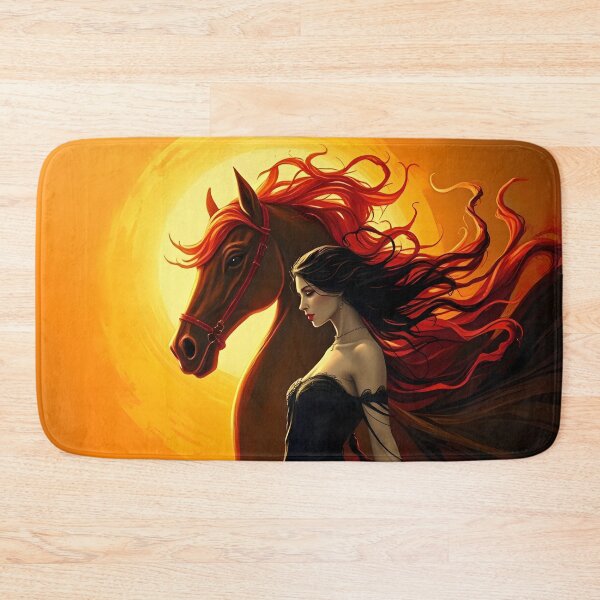 Item preview, Woman and Stallion Golden Hour Dark Elegance Art designed and sold by SolaoLab.