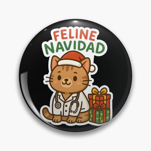 Item preview, Feline Navidad – Christmas Vet Cat in Santa Hat designed and sold by Bettybee00.