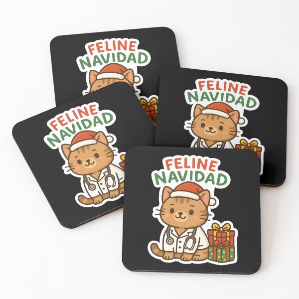 Item preview, Feline Navidad – Christmas Vet Cat in Santa Hat designed and sold by Bettybee00.