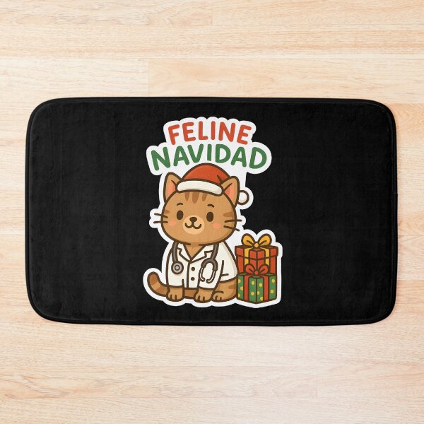 Item preview, Feline Navidad – Christmas Vet Cat in Santa Hat designed and sold by Bettybee00.