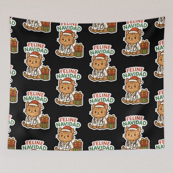Item preview, Feline Navidad – Christmas Vet Cat in Santa Hat designed and sold by Bettybee00.