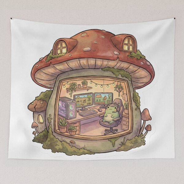 Item preview, Cozy Mushroom Cottage Gaming Setup designed and sold by StickyGuys.