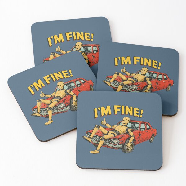 Item preview, I’m Fine – Relaxed Crash Test Dummy on Red Car designed and sold by The Devil's Bargain.