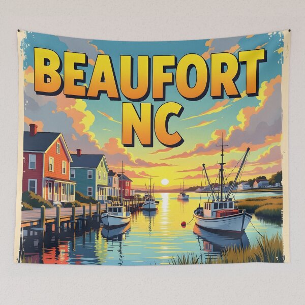 Item preview, Beaufort, North Carolina, USA: Vintage-Style Painterly Travel Poster designed and sold by LSVart.
