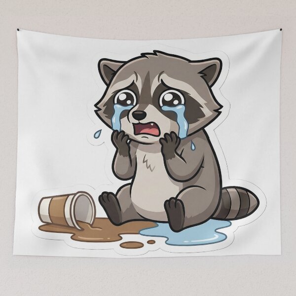 Item preview, Existential Crisis Raccoon Spilled Coffee Meme designed and sold by StickyGuys.