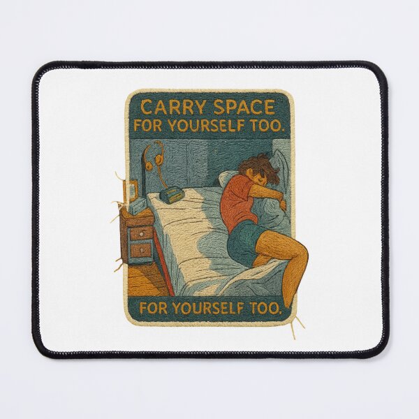 Item preview, Carry Space for Yourself Too – Hand-Embroidered Rest & Healing Sticker Art designed and sold by Gurjeetpixelart.