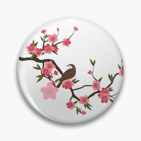 Item preview, Bird on Sakura – Oriental Cherry Blossom Art designed and sold by Fouziaart08.