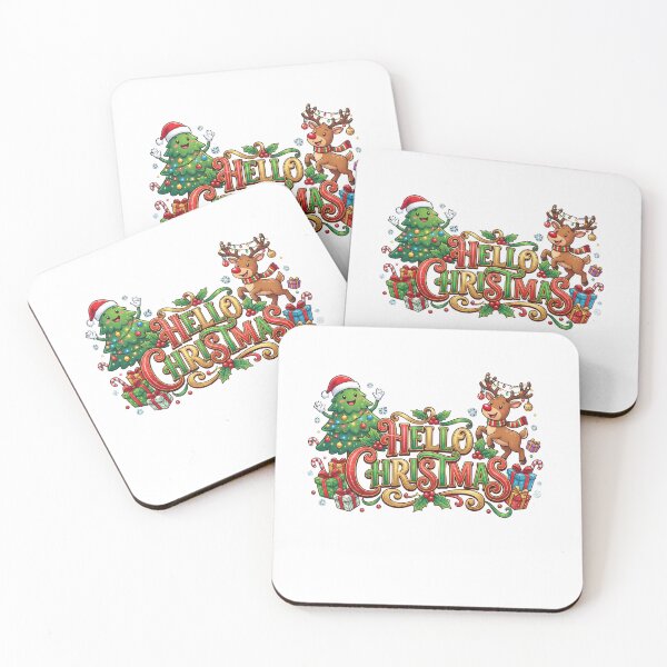 Item preview, HELLO CHRISTMAS – Cute Cartoon Reindeer, Christmas Tree & Gifts Design designed and sold by معكوسة..