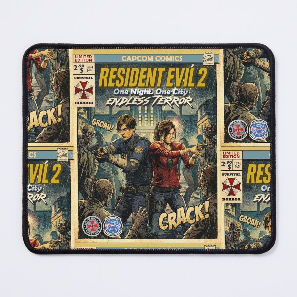 Item preview, Resident Evil 2 Leon & Claire Classic Comic Retro Gaming Art  designed and sold by Back2Collage.