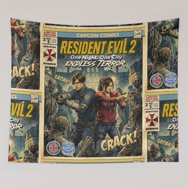 Item preview, Resident Evil 2 Leon & Claire Classic Comic Retro Gaming Art  designed and sold by Back2Collage.