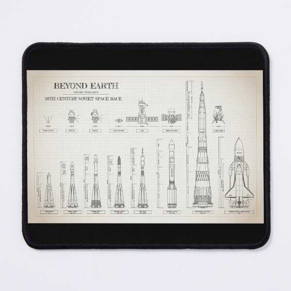 Item preview, Beyond Earth. 20th Century Soviet Space Race (Ivory Brown Blueprint) designed and sold by BGALAXY.